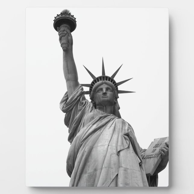 Plaque Photo Statue noire et blanche de la Liberté (Devant)