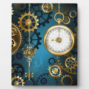 Plaque Photo Steampunk Arrière - plan turquoise avec Gears