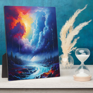 Plaque Photo Stormy Sky Abstraite River Paysage Art
