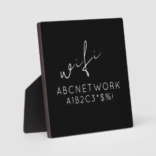 Plaque Photo Stylish WiFi Password Sign Black 
