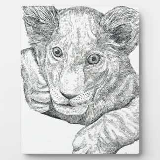 Plaque Photo Stylo Lion Cub et encre