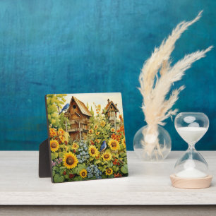 Plaque Photo Sunflower Garden Bird Maisons Oiseaux bleus