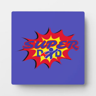Plaque Photo Super Hero Papa Fête des pères de livre comique