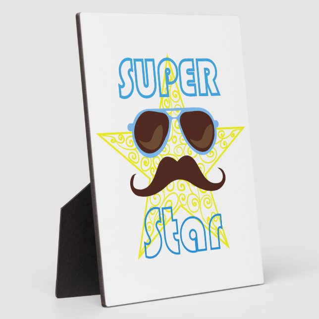 Plaque Photo Super Star with sunglasses and mustache (Côté)