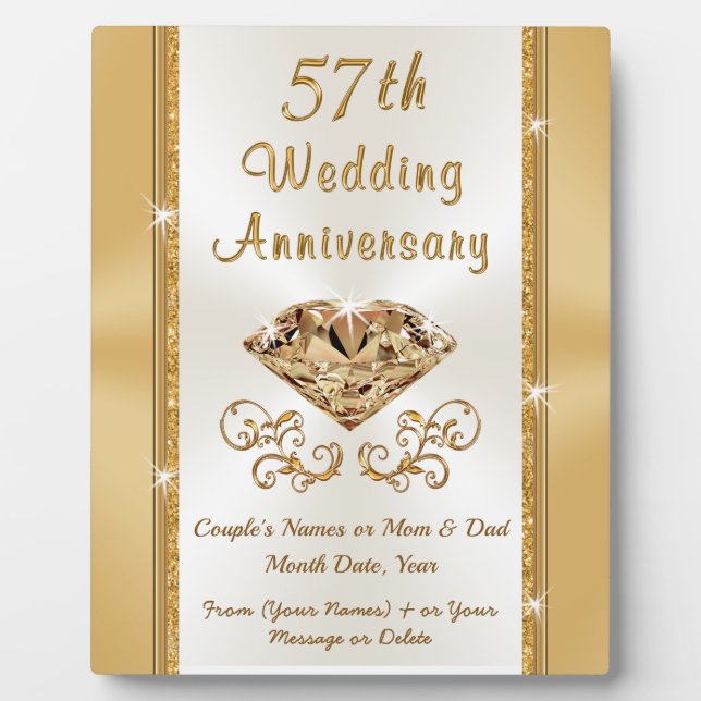 Plaque Photo Superbe 57e anniversaire Mariage idées cadeaux (Devant)