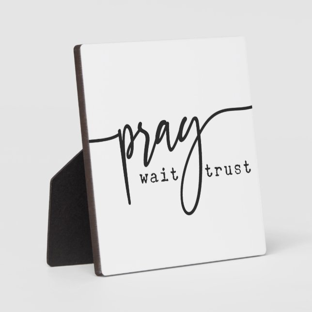 Plaque Photo Symbole chrétien Prier Wait Trust (Recto)