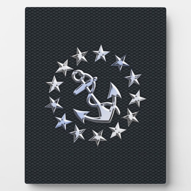 Plaque Photo Symbole Chrome du drapeau nautique Yacht sur le Dé (Devant)