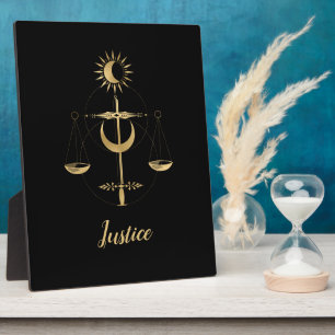 Plaque Photo Symbole de Justice du Tarot Doré
