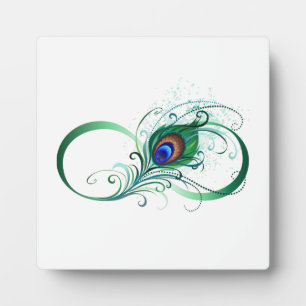 Plaque Photo Symbole d'infini avec plume de paon