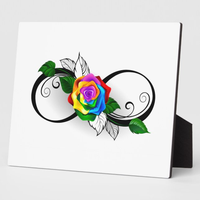 Plaque Photo Symbole d'infini avec Rose arc-en-ciel (Côté)