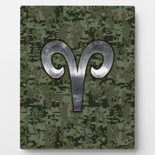 Plaque Photo Symbole du zodiaque Bélier argent camouflage numér