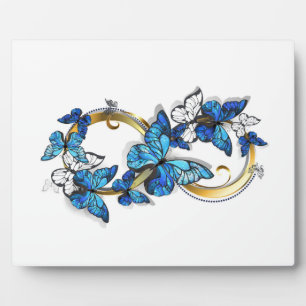 Plaque Photo Symbole infini de papillons Morpho bleus