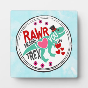 Plaque Photo T-Rex dans un Top Hat Rawr signifie que je t'aime
