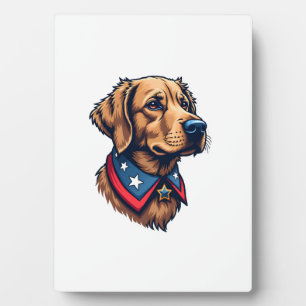 Plaque Photo T-Shirt Chien Rétro Mascotte Retriever Patriotique
