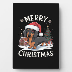 Plaque Photo T-shirt classique Joyeux Noël teckel