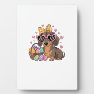 Plaque Photo T-shirt d'un teckel mignon pour Pâques