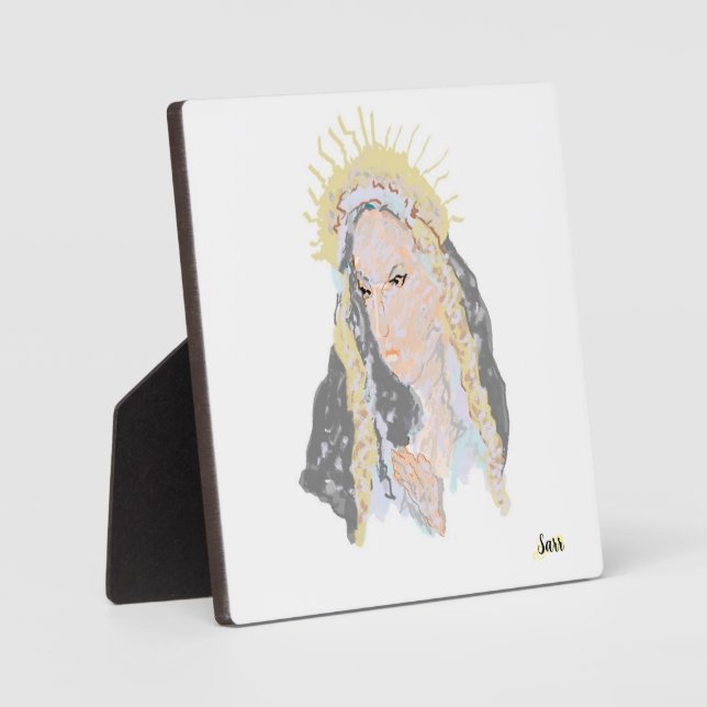 Plaque Photo Tabletop Easel Avec Toile ; Vierge Marie (Recto)