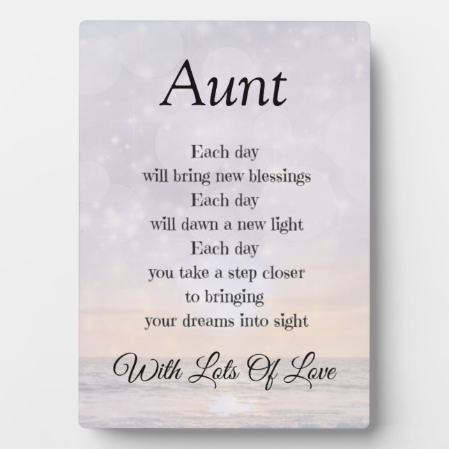 Plaque Photo Tante Amour et encouragement Poème Art cadeau (Devant)