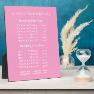 Plaque Photo Tarifs Simple Salon Spa & Affichage Rose Service