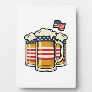 Plaque Photo Tasse à bière patriotique dessin vectoriel vintage