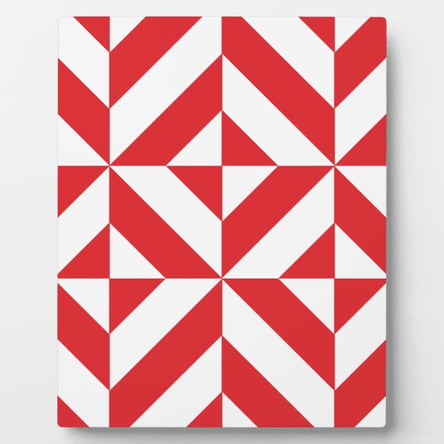 Plaque Photo Tchry Red Geometric Deco Cube Pattern (Devant)
