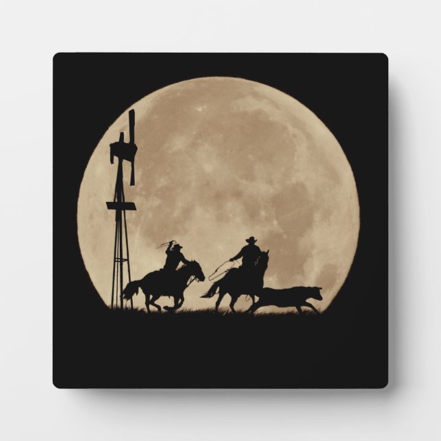 Plaque Photo Team Ropers in Big Moon Home Decor (Devant)