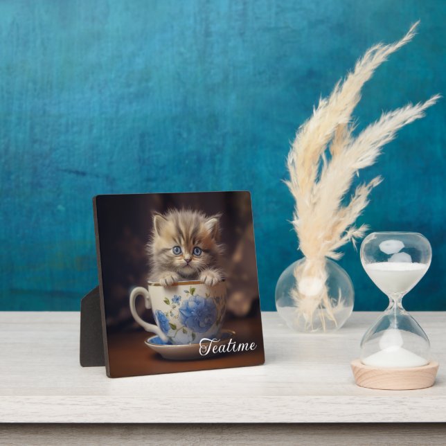 Plaque Photo Teatime Kitten (Insitu)