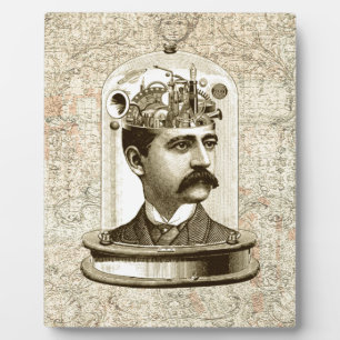 Plaque Photo Tête du cerveau de travail d'horloge en vapeur dan