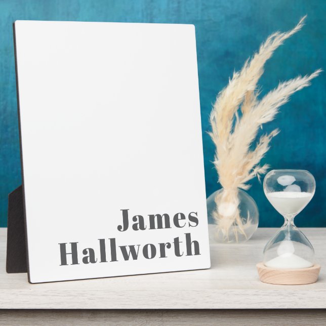 Plaque Photo Texte moderne élégant et rétro | Gris (Côté)