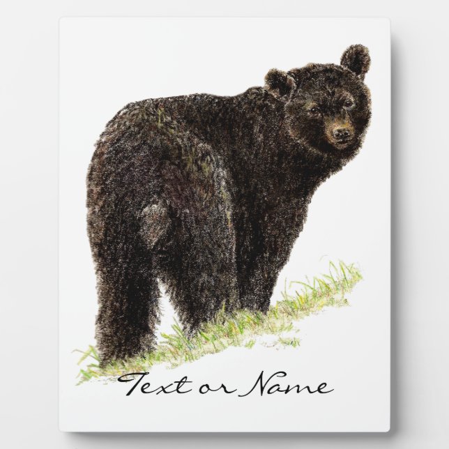 Plaque Photo Texte personnalisé Nature de l'ours noir (Devant)