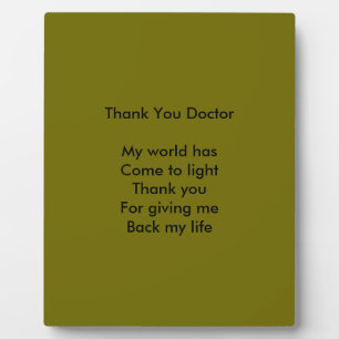Plaque Photo Thank you doctor