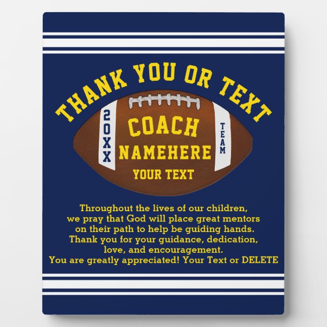 Plaque Photo Thank You Toxits for Football Coaches (Devant)