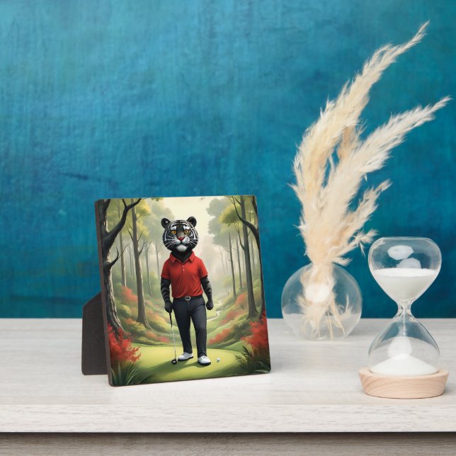 Plaque Photo Tiger Jouant Au Golf Dans Les Bois, (Insitu)