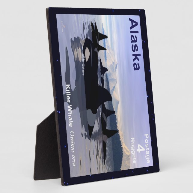 Plaque Photo Timbre des baleines tueuses de l'Alaska (Côté)