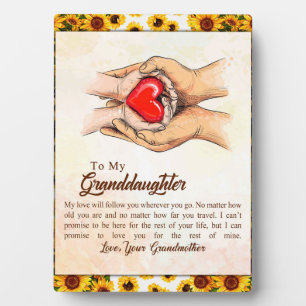 Plaque Photo To My Granddaughter Sunflower Gift From Grandma