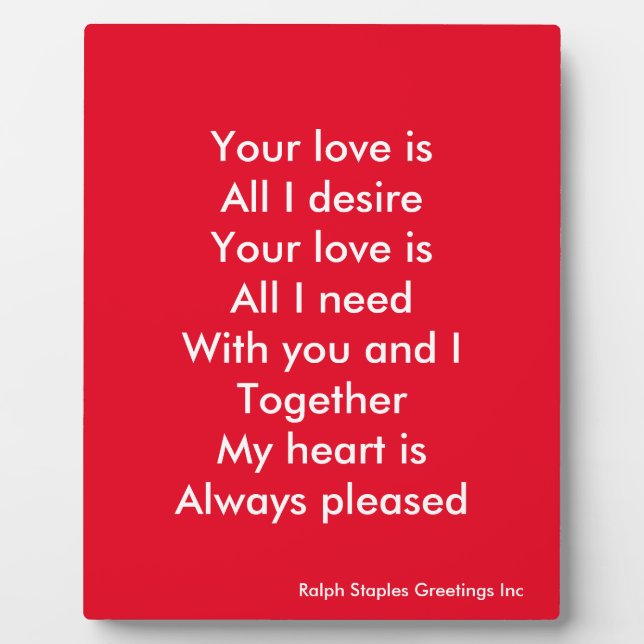 Plaque Photo Ton amour (Devant)
