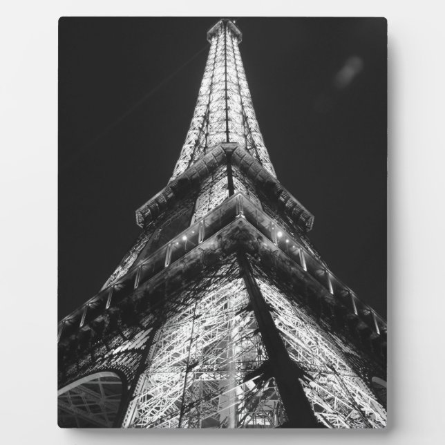 Plaque Photo Tour Eiffel Noir Blanc Paris Europe Voyage (Devant)
