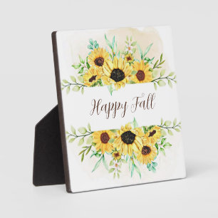 Plaque Photo Tournesols d'automne cadre avec texte personnalisa