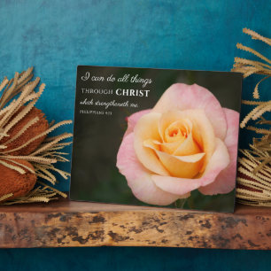 Plaque Photo Tout par Christ Philippiens 4:13 Rose