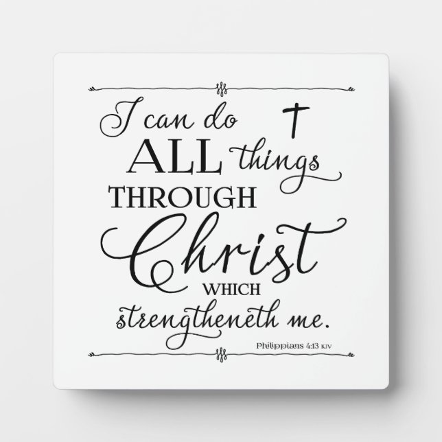 Plaque Photo Tout par le Christ - Philippiens 4:13 (Devant)