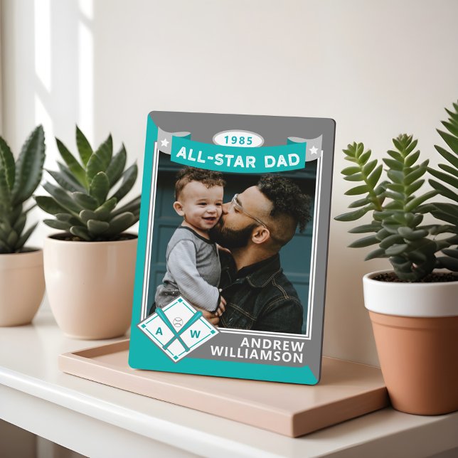 Plaque Photo Toutes les cartes de base-ball personnalisées Star (All Star Dad Custom Baseball Card Photo Keepsake Plaque)