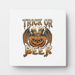 Plaque Photo Trick Or Beer Halloween Citrouille Squelette Ailes