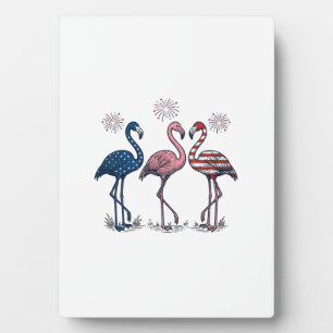 Plaque Photo Trio de flamants patriotiques dessin de gravure vi
