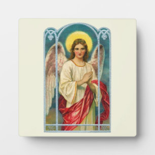 Plaque Photo Triptyque d'ange au ruban rose