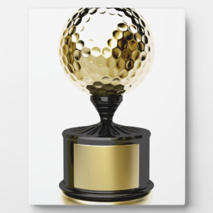 Plaque Photo Trophée d'or avec balle de golf