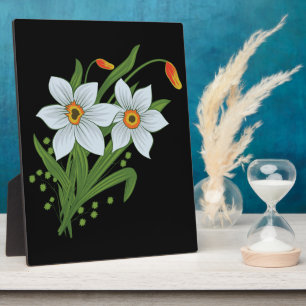 Plaque Photo Tulipes et jonquilles Fleurs Fond noir