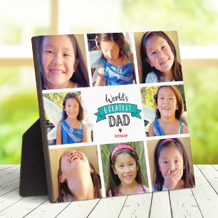 Plaque Photo Turquoise 8 Photo Collage Meilleur Papa du Monde