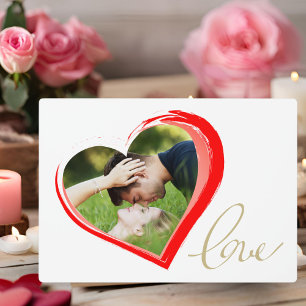 Plaque Photo Two Hearts Love Script Valentine's Day Photo