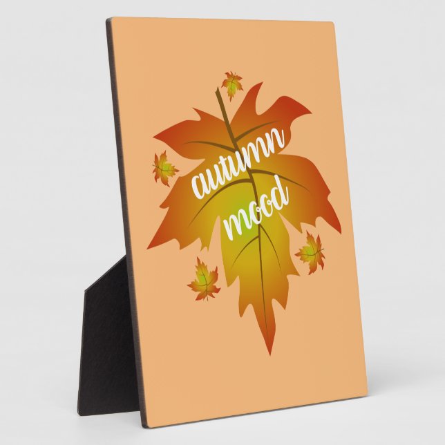 Plaque Photo Typographie de l'humeur d'automne feuille d'érable (Côté)