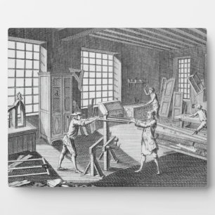 Plaque Photo Un atelier de ébéniste, de l'"Encyclopédie"